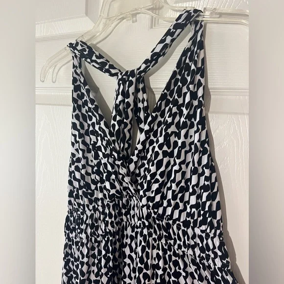 Vintage 90s Necessary Objects B&W‎ Tessellation Pattern Maxi Dress, Sz 3X - Picture 2 of 10